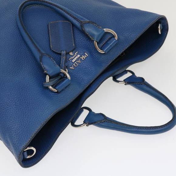 PRADA Hand Bag Leather 2way Blue Auth 42111 - Picture 6 of 16
